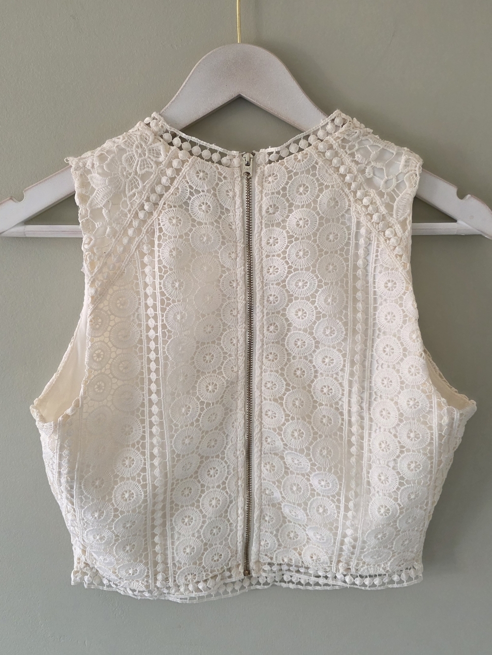Abercrombie & Fitch Crochet Lace Crop Top Size S Y2K Coquette Romantic Dainty - Picture 8 of 11